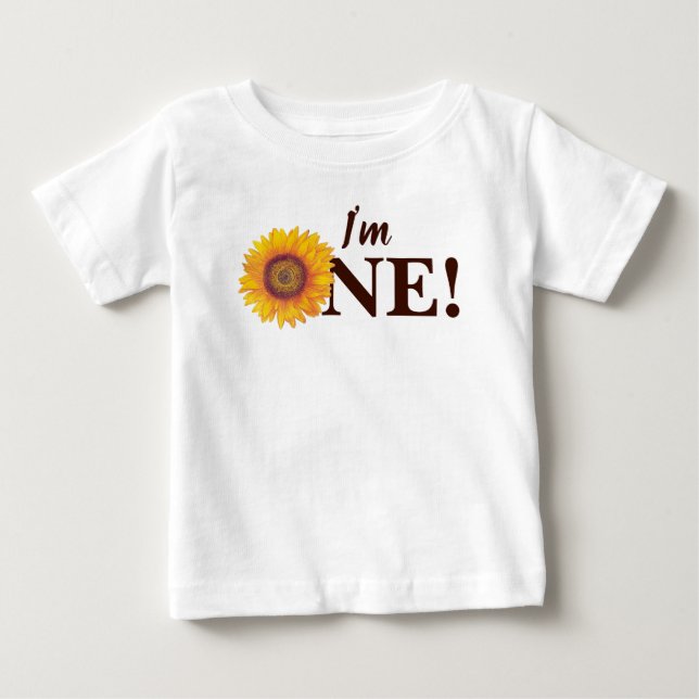 Jag är en! Solros första födelsedag Baby T-Shirt (Framsida)