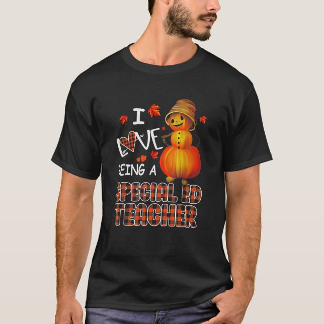 Jag är en Speciell Ed Teacher Pumpkin Autumn L. T Shirt (Framsida)