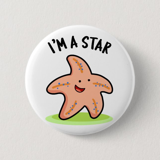 Jag är en Star Funny Starfish Pun Knapp (Framsida)