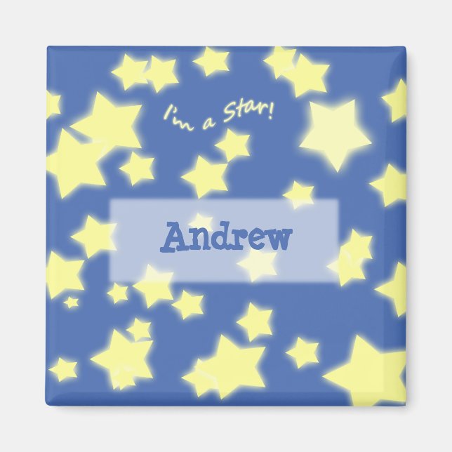 Jag är en stjärna! Namn Blue/Gult Magnet (Framsidan)
