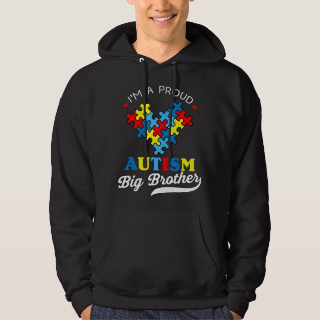 Jag är en stolt Autism Big Brother - Perfekt för b Hoodie (Framsida)