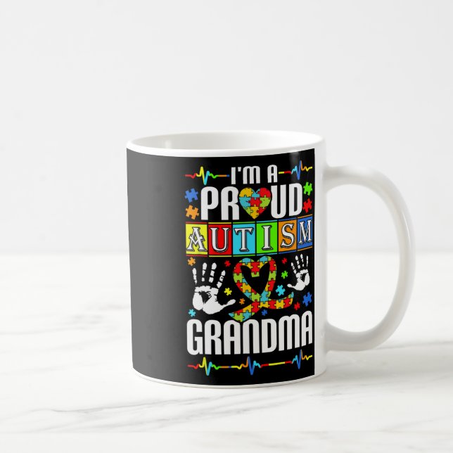 Jag är en stolt Autism Grandma Support Autist Kaffemugg (Höger)