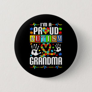 Jag är en stolt Autism Grandma Support Autist Knapp