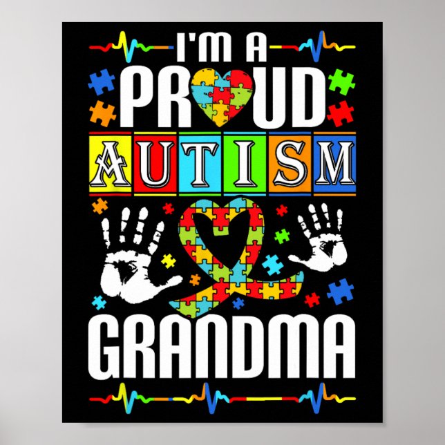 Jag är en stolt Autism Grandma Support Autist Poster (Framsidan)