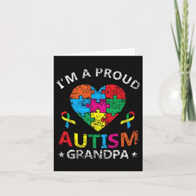 Jag är en stolt Autism Grandpa Support Autists Aut Kort (Framsida)