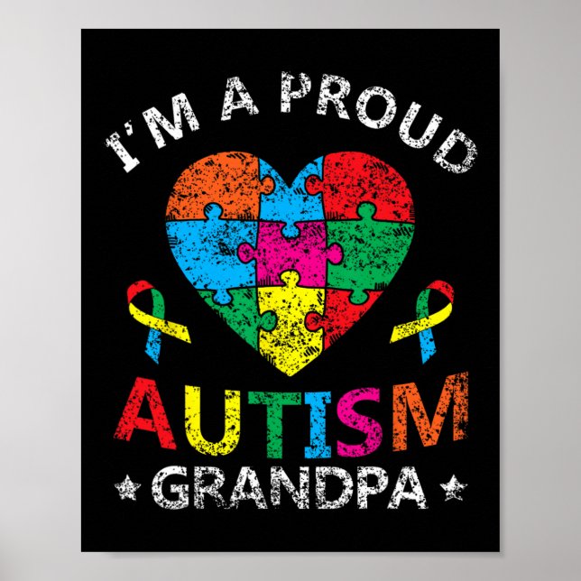 Jag är en stolt Autism Grandpa Support Autists Aut Poster (Framsidan)