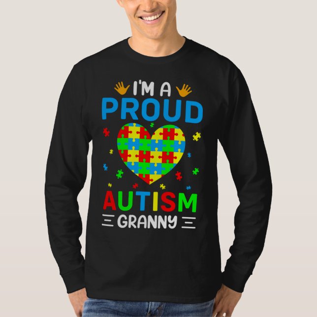 Jag är en stolt Autism Granny Autism Awareness Aut T Shirt (Framsida)