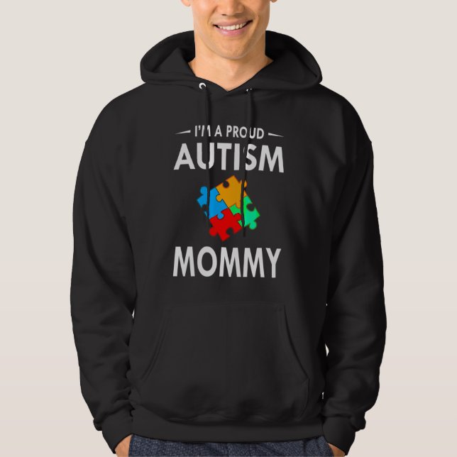 Jag är en stolt Autism-Mamma-familj som matchar Au Hoodie (Framsida)
