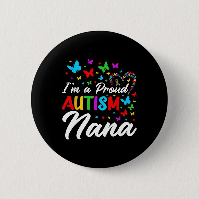 Jag är en stolt Autism-Mormor Autism Medvetenhet B Knapp (Framsida)