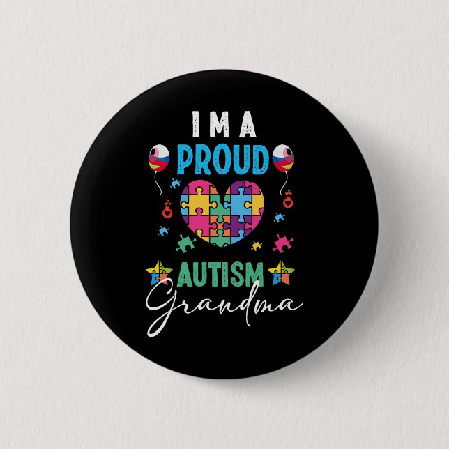 Jag Är En Stolt Autism Mormor Kvinnor Flickor Auti Knapp (Framsida)