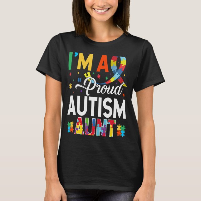 Jag är en stolt Autism Moster Matching Autism Awar T Shirt (Framsida)