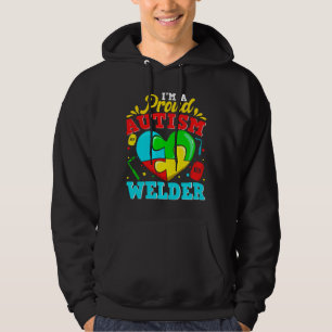 Jag är en stolt Autism Welder Puzzle Heart Autisti Hoodie