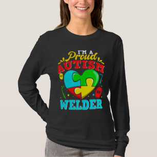 Jag är en stolt Autism Welder Puzzle Heart Autisti T Shirt