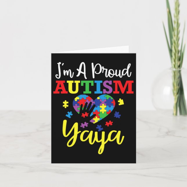 Jag är en stolt Autism Yaya Mamma Autism Awareness Kort (Framsida)