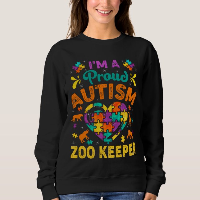 Jag är en stolt Autism Zoo Keeper Kärlek Heart Aut T Shirt (Framsida)