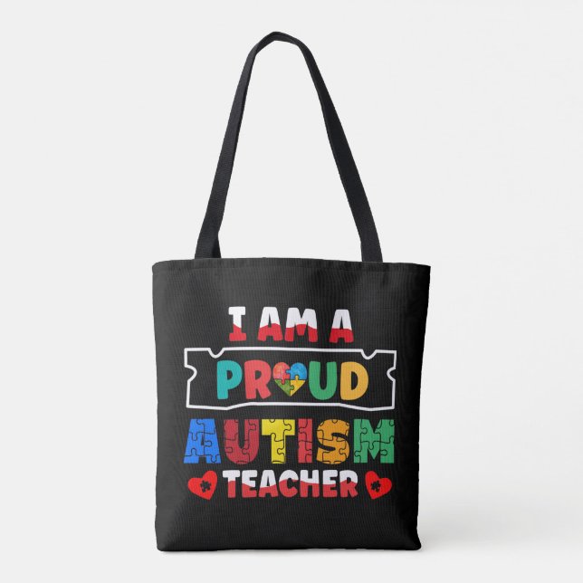 Jag är en stolt autismlärarmedvetande tygkasse (Baksida)