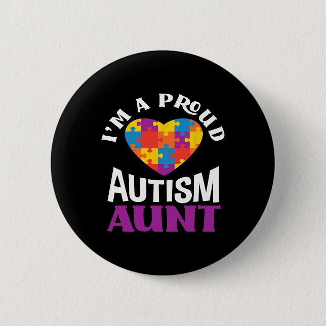 Jag är en stolt autismsystertant pussel hjärta Aut Knapp (Framsida)