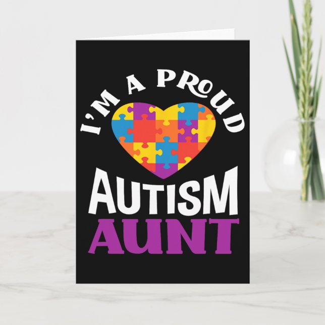 Jag är en stolt autismsystertant pussel hjärta Aut Kort (Framsida)