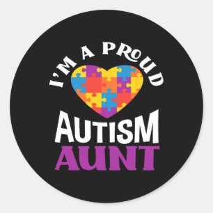 Jag är en stolt autismsystertant pussel hjärta Aut Runt Klistermärke