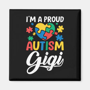 Jag är en stolt Gigi kärlek hjärta Autism Medveten Magnet