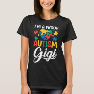 Jag är en stolt Gigi kärlek hjärta Autism Medveten T Shirt