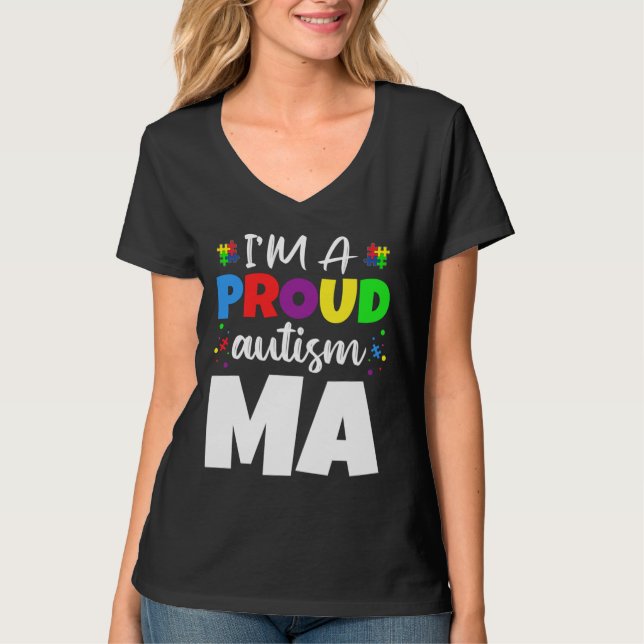 Jag är en stolt Morsa Autism Awareness Heart T Shirt (Framsida)