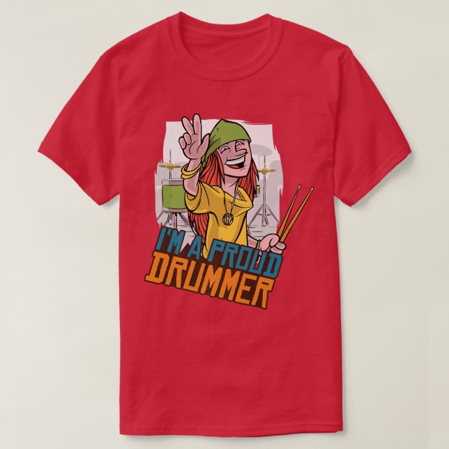 Jag är en stolt trumma - slå trumman - retro sten  t shirt (Design framsida)