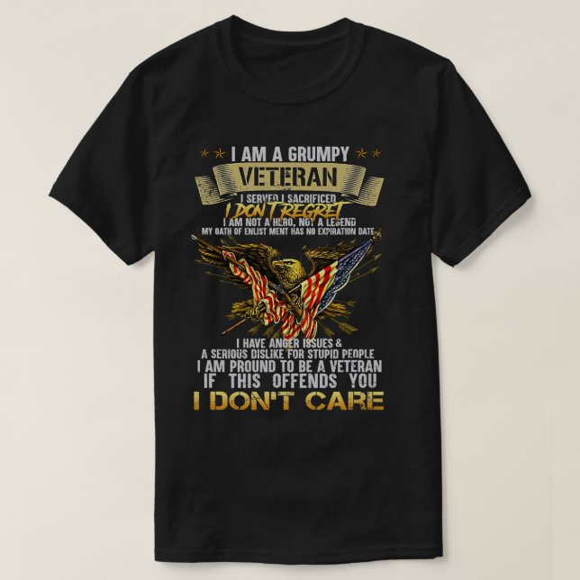 Jag är en stor gammal veteransk Flagga Veterans-da T Shirt (Design framsida)