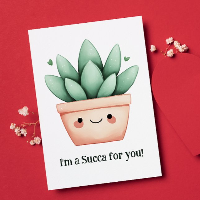 Jag är en succa för dig - Cute Succulent Helgkort (This card is plant-tastically adorable! 🌱)