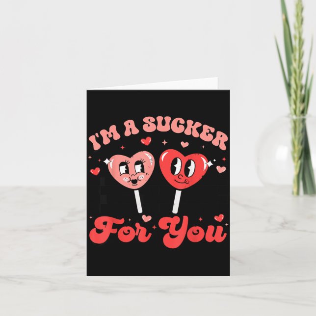 Jag är en suck för dig Candy Heart Groovy Retro Va Kort (Framsida)