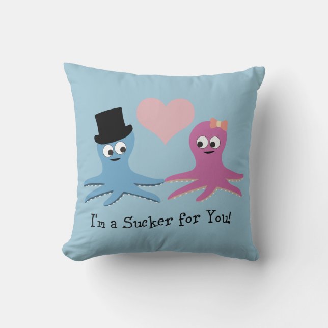 Jag är en sucker för dig! Cute Octopi Kudde (Framsida)