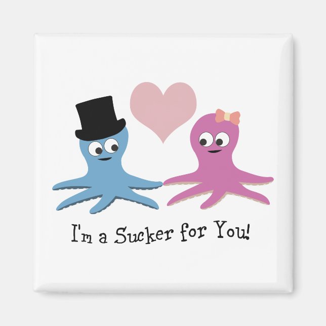 Jag är en sucker för dig! Cute Octopi Magnet (Framsidan)
