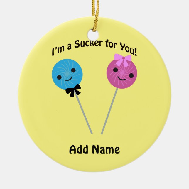 Jag är en sucker för dig! julgransprydnad keramik (Framsidan)