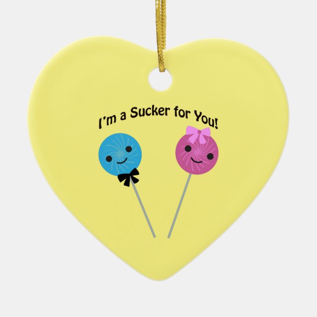 Jag är en sucker för dig! julgransprydnad keramik (Framsidan)