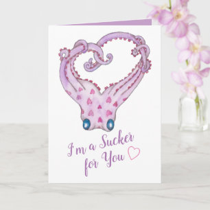 Jag är en sucker för dig, Octopus Valentine Card Kort