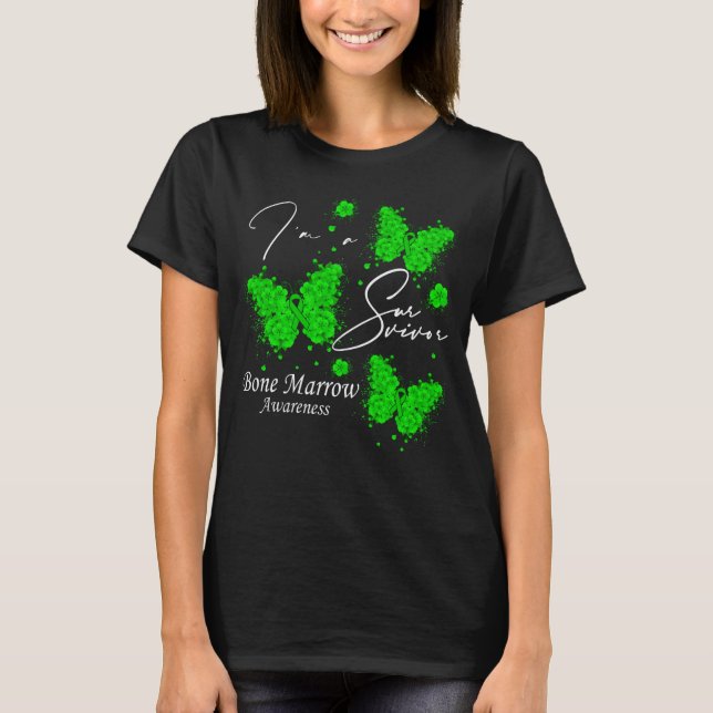 Jag är en Survivor Bone Marrow Awareness Butterfly T Shirt (Framsida)