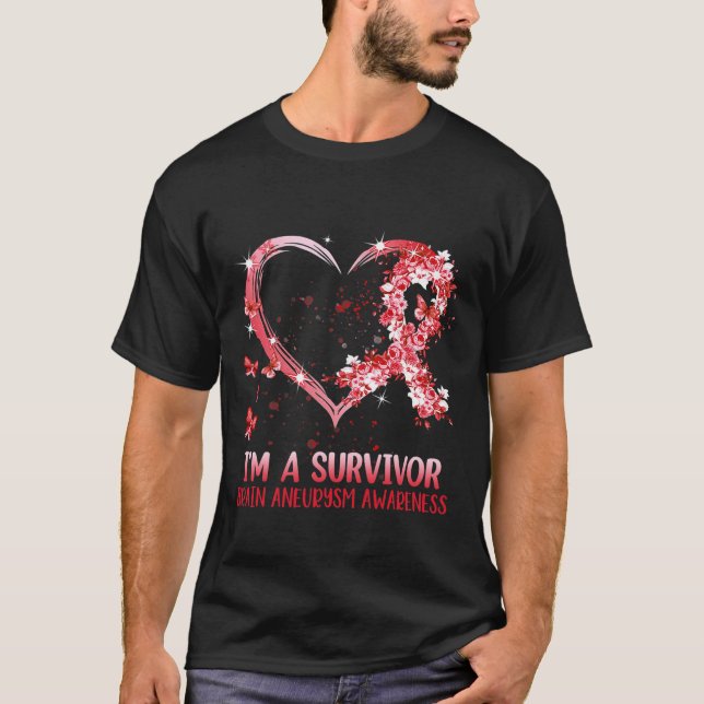Jag är en Survivor Brain Aneurysm Awareness Burgun T Shirt (Framsida)