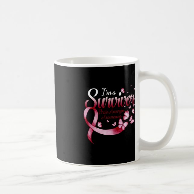 Jag är en Survivor Brain Aneurysm Awareness Butter Kaffemugg (Höger)