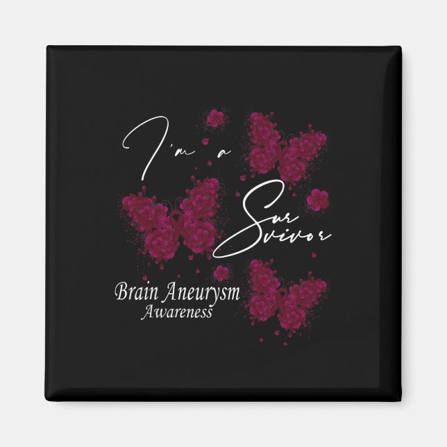 Jag är en Survivor Brain Aneurysm Awareness Butter Magnet (Framsidan)
