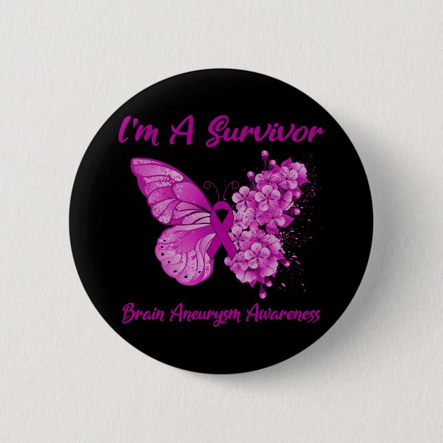 Jag är en Survivor Brain Aneurysm Awareness Knapp (Framsida)
