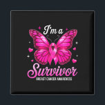Jag är en Survivor Breast Cancer Awareness Butterf Magnet<br><div class="desc">Jag är en Survivor Breast Cancer Awareness Butterfly Rosa Ribbon 3</div>