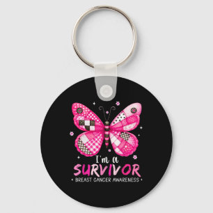Jag är en Survivor Breast Cancer Awareness Butterf Nyckelring