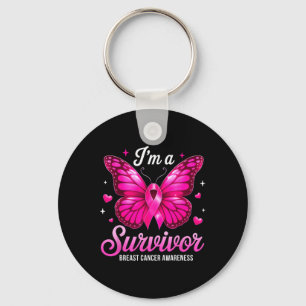 Jag är en Survivor Breast Cancer Awareness Butterf Nyckelring