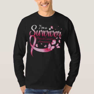 Jag är en Survivor Breast Cancer Awareness Butterf T Shirt