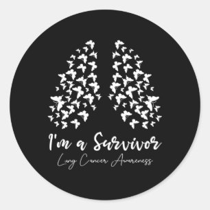 Jag är en Survivor Butterfly Lung Cancer Awareness Runt Klistermärke