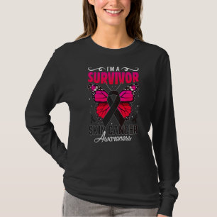Jag är en Survivor Butterfly Melanoma Skin Awarene T Shirt