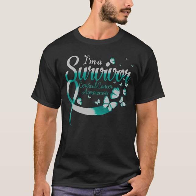 Jag är en "Survivor Cervical Cancer Awareness Butt T Shirt (Framsida)