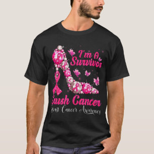 Jag är en Survivor Crush Cancer High Heel Breast T Shirt