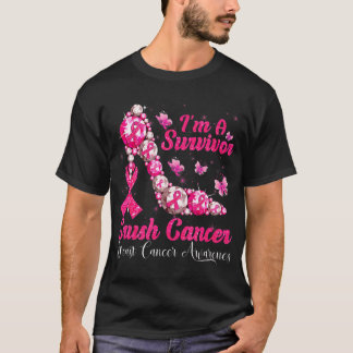 Jag är en Survivor Crush Cancer High Heel Breast T Shirt