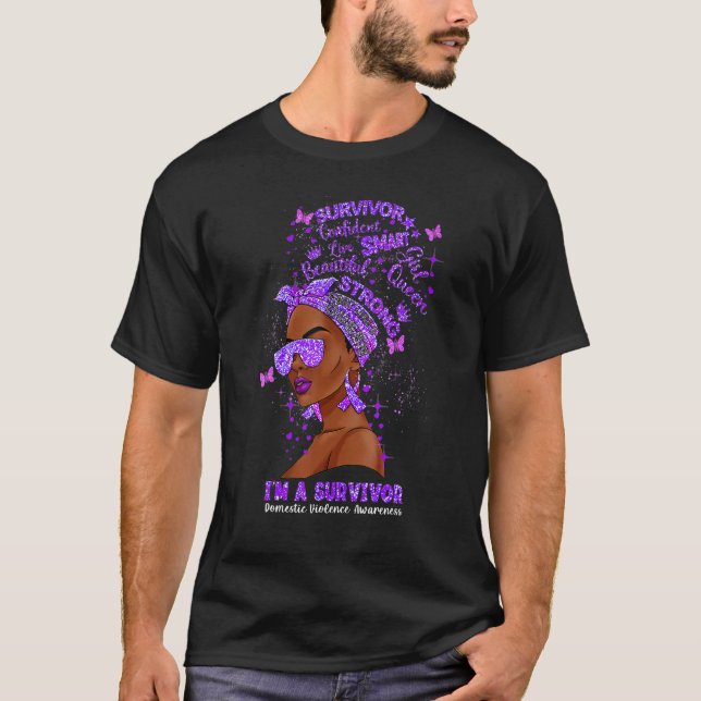 Jag är en Survivor Domestic Violence Awareness Bla T Shirt (Framsida)